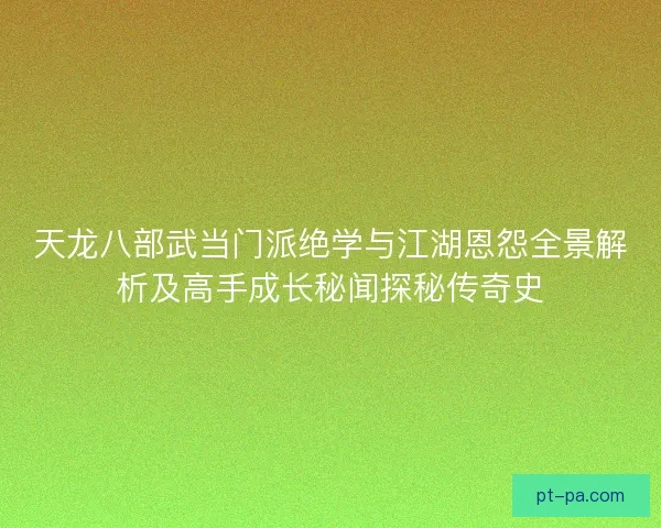 天龙八部武当门派绝学与江湖恩怨全景解析及高手成长秘闻探秘传奇史